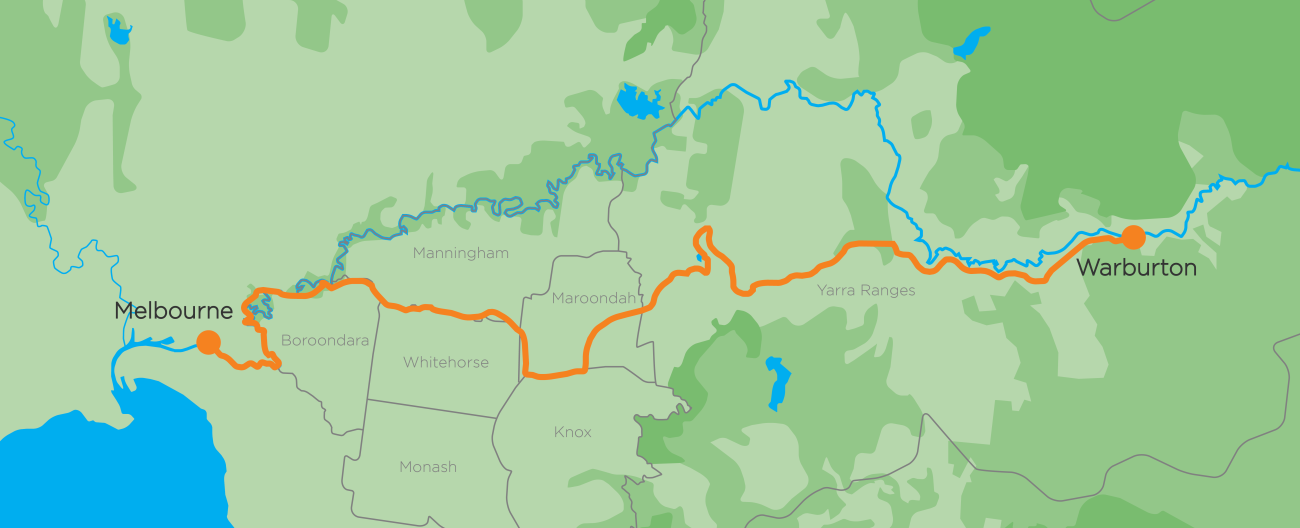 Melbourne to Warburton Trail Map