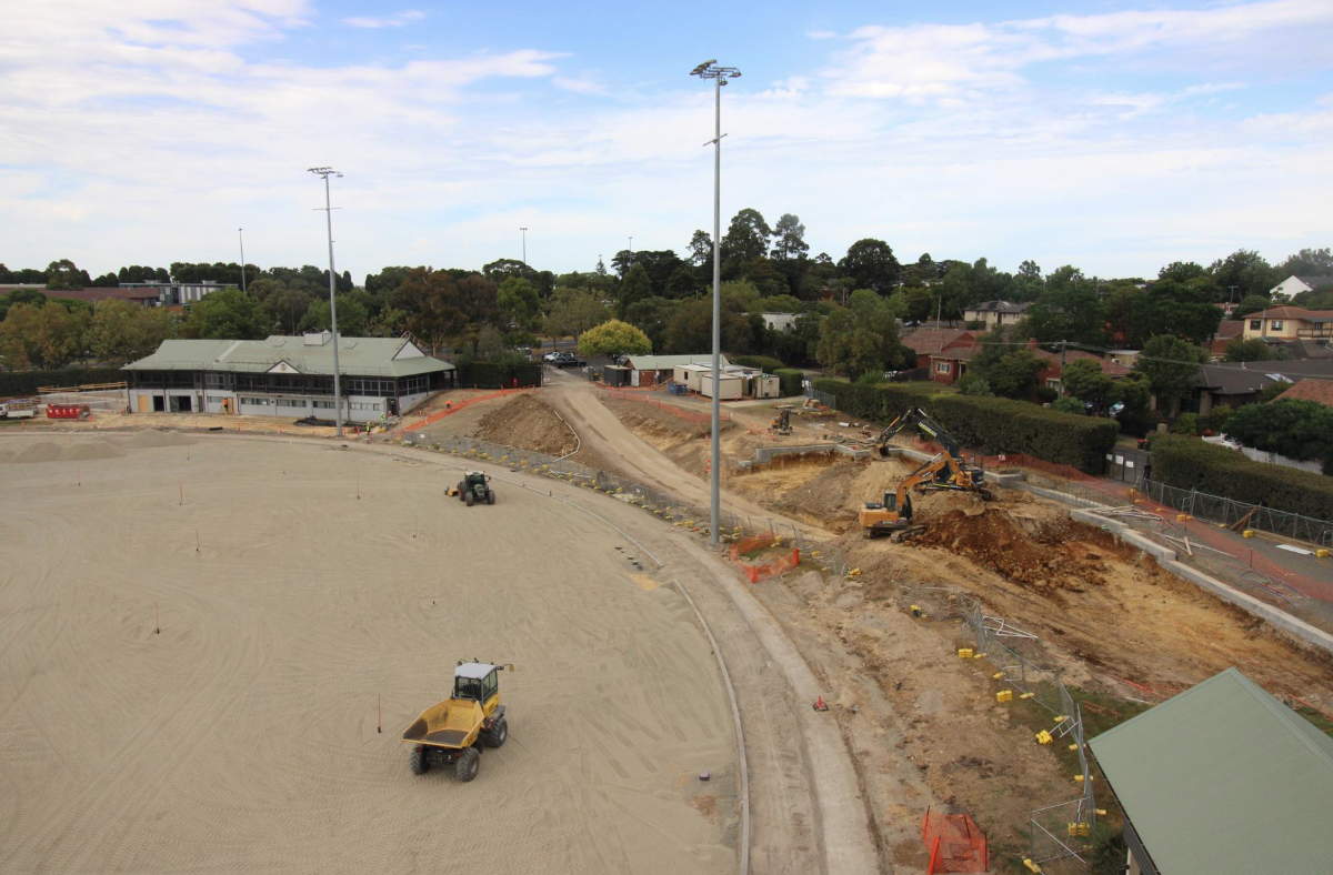 a construction site with excavation equipment