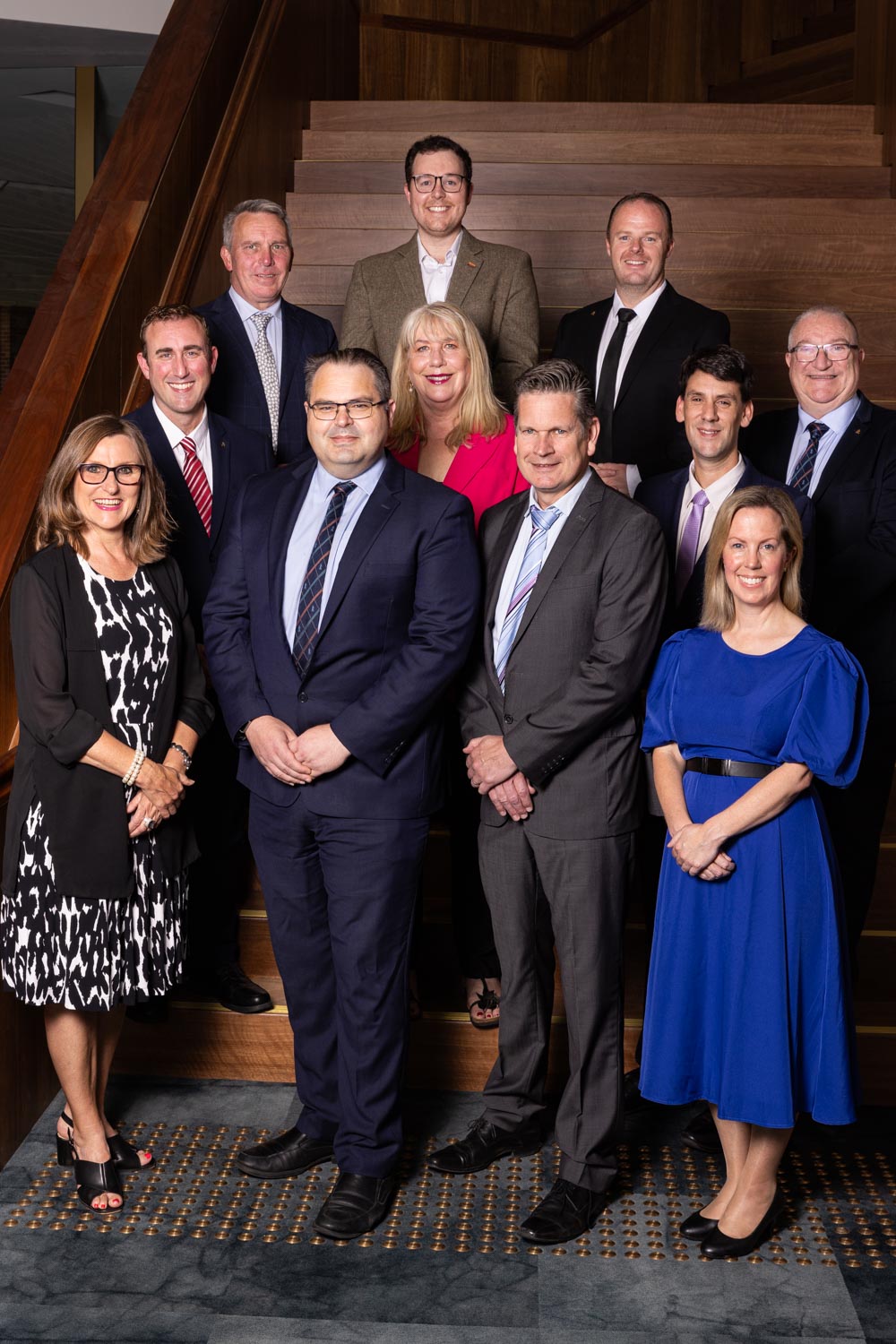 Councillors standing on the steps of the Round