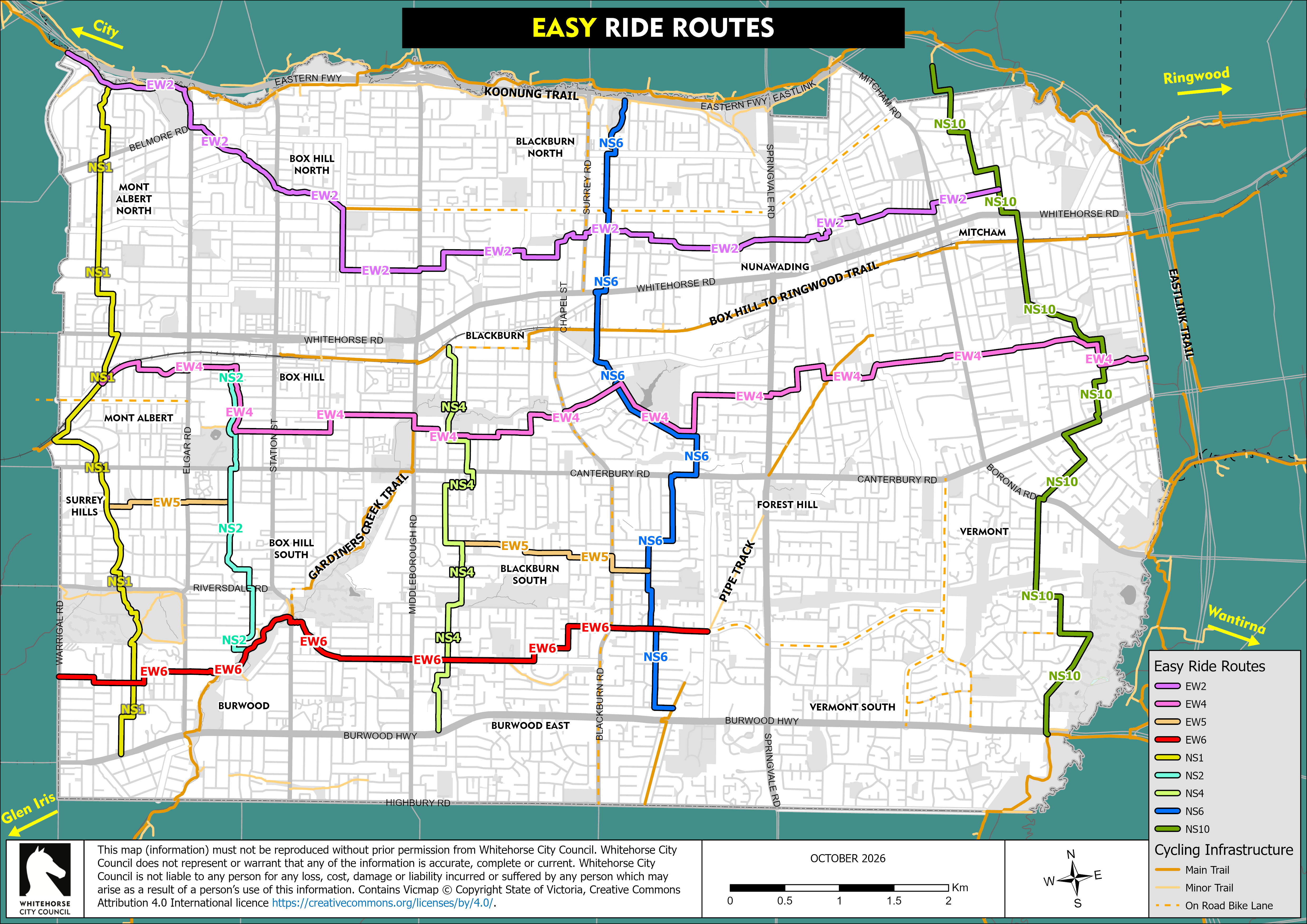 Whitehorse Cycling Map October 2026 - web image