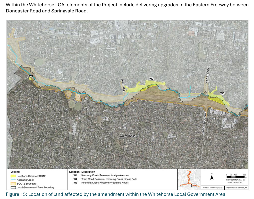 Overview of locations of land affected by the amendment in Whitehorse