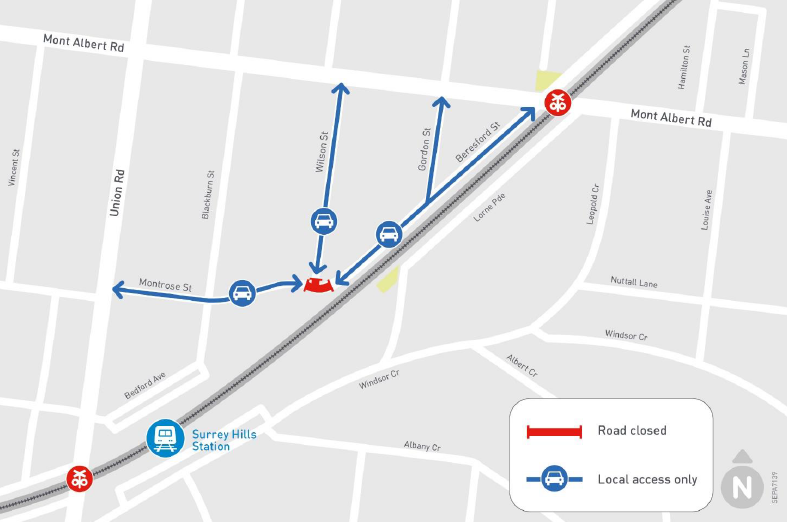 Detour map – Beresford, Montrose and Wilson streets intersection