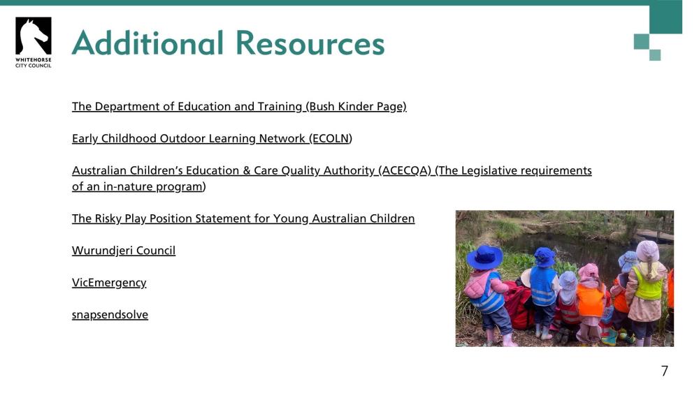 Bush Kinder in Whitehorse Guidelines pg6