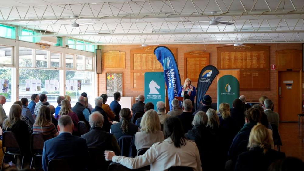 Cr Kirsten Langford speaking at strategic launch
