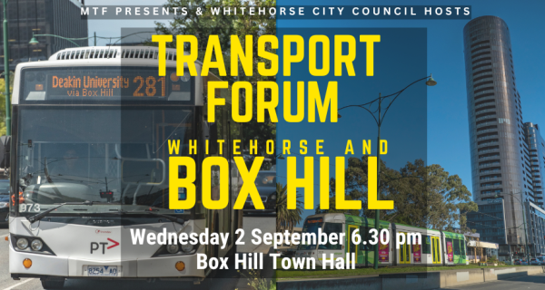 Bus and street with name of event 