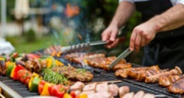 BBQ with kebabs and sausages