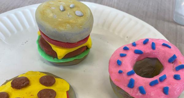 Fast food sculpted in air dried clay