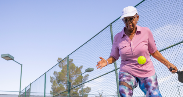 woman playing pickleball