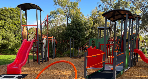 Playspace with red slides