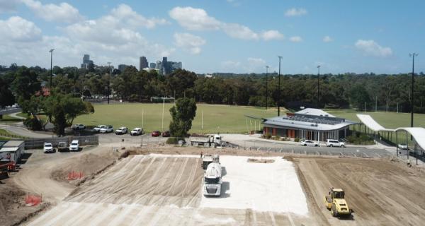 Elgar Park North East Oval construction of new sports field December 2024