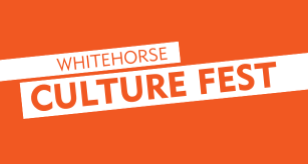 Graphic reading Whitehorse Culture Fest with orange background