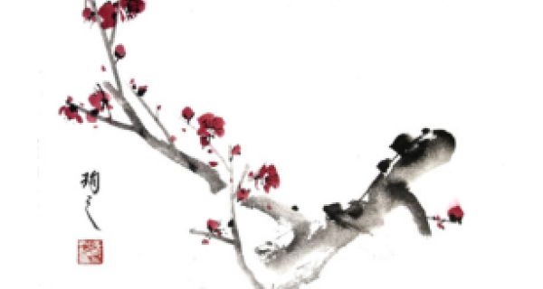 painting of plum bush