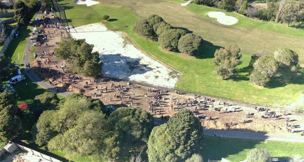 National Tree Day planting event view from drone