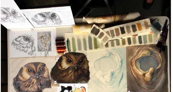 top view of cabinet displaying annemieke mein work in progress