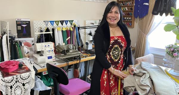 a dressmaker in their studio