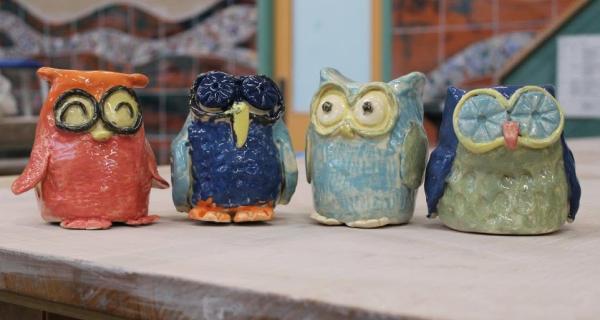 Family Clay Owl Planter Pot