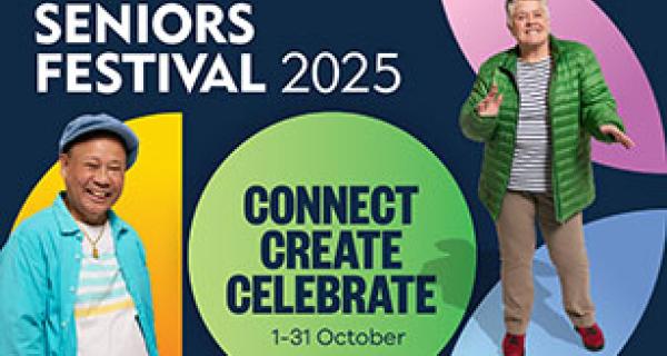 2 older people with Seniors Festival 2025