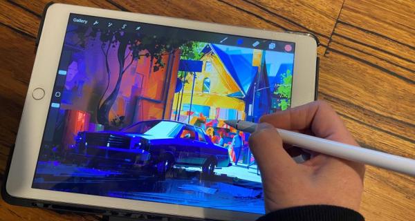 kid using procreate on ipad