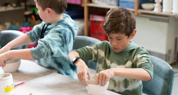 Kids creating with clay 