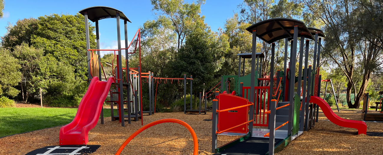 Playspace with red slides