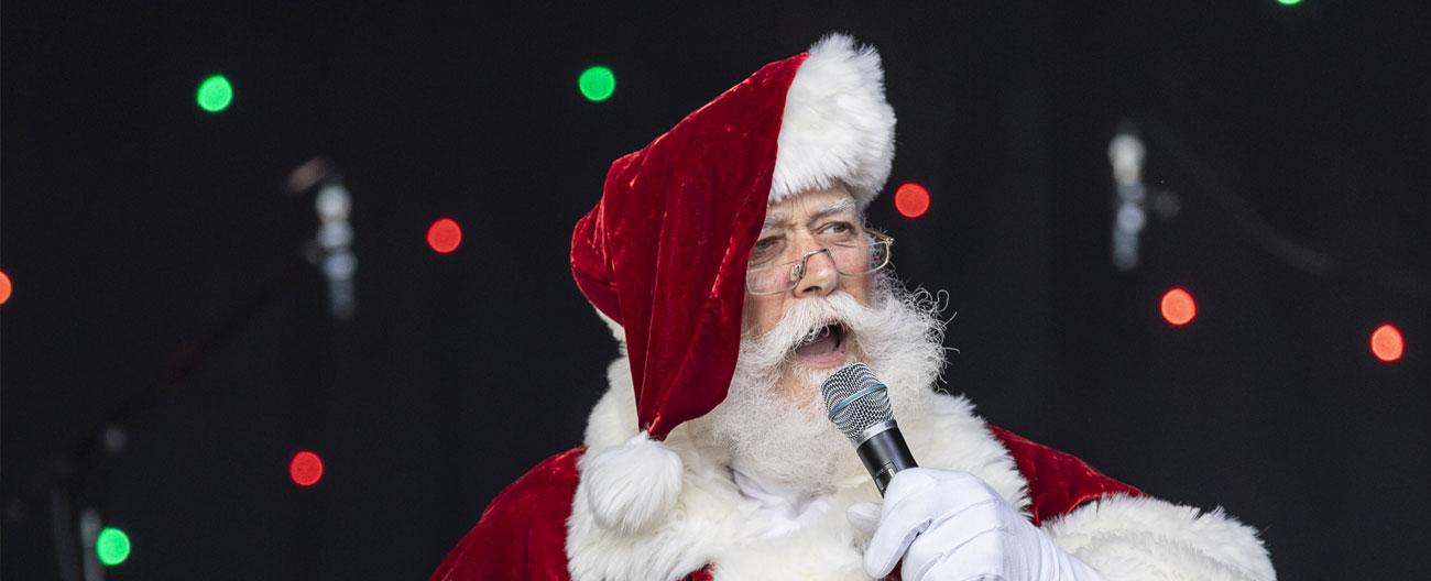 Santa with a microphone